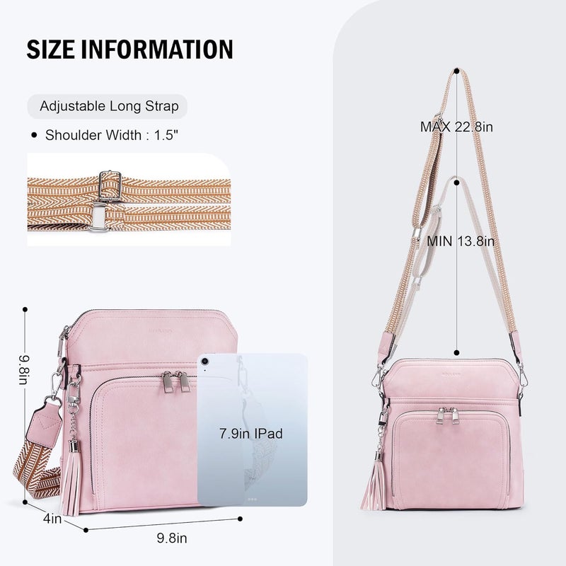Roulens Crossbody Purse for Women Vegan Leather Medium Crossbody Wallet Bag for Travel Women Shoulder Handbags with Tassel - Image 4